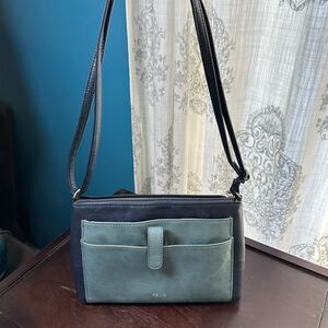 Relic Crossbody Bag in Dark Blue and Light Green